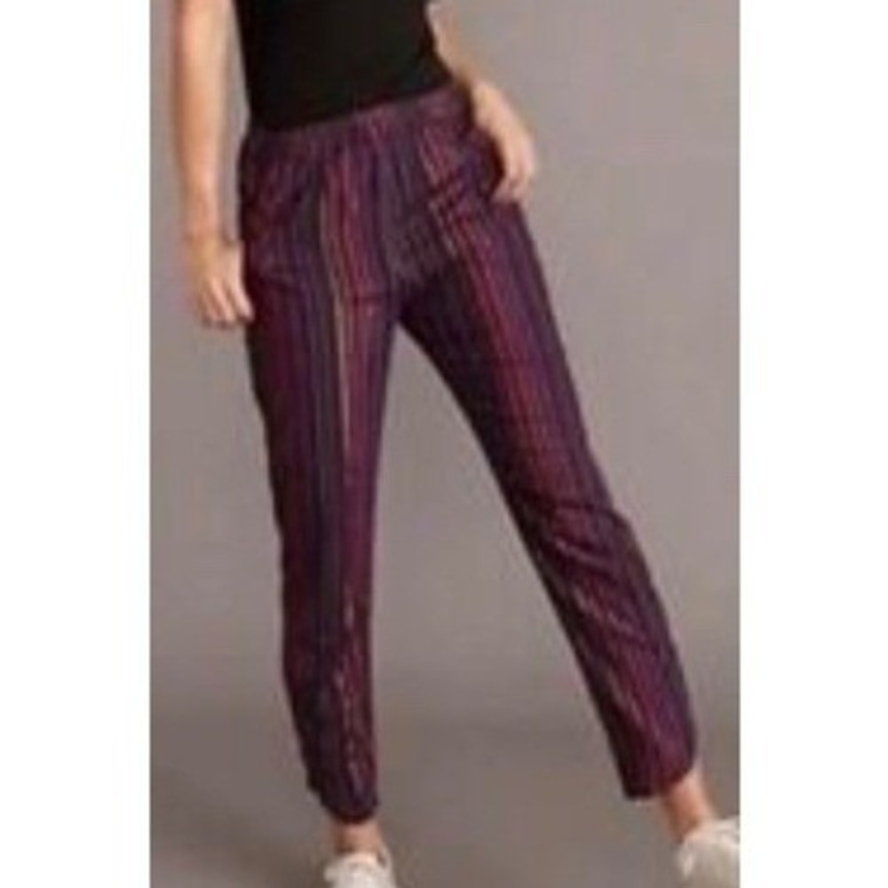 Marine Layer Pants Women XS Multicolor Striped Metallic Elastic Waist Tapered